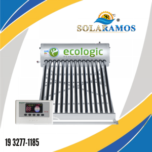 Aquecedor Solar Acoplado Ecologic À Vácuo 130L Aço 316 Com 15 Tubos Estrutura Em Alumínio
